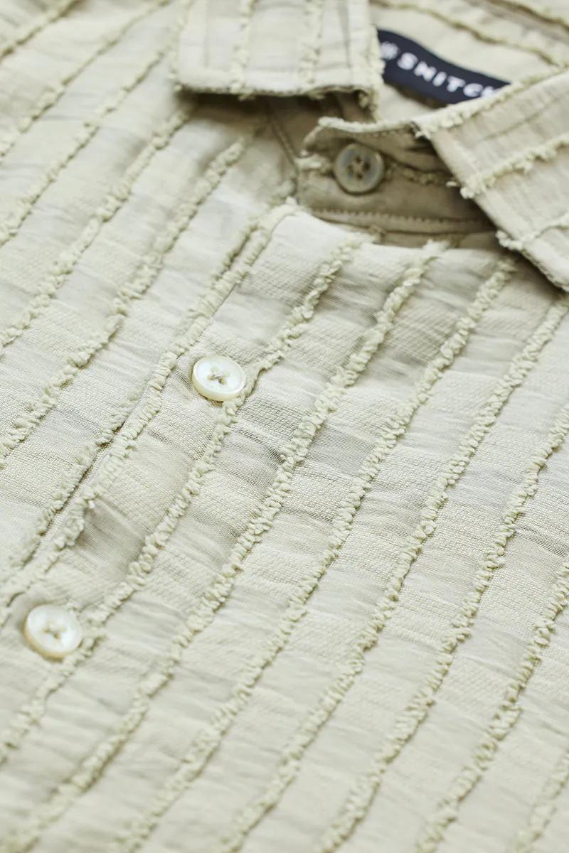 Slim Fit Stripe Light Green Shirt - Image 3