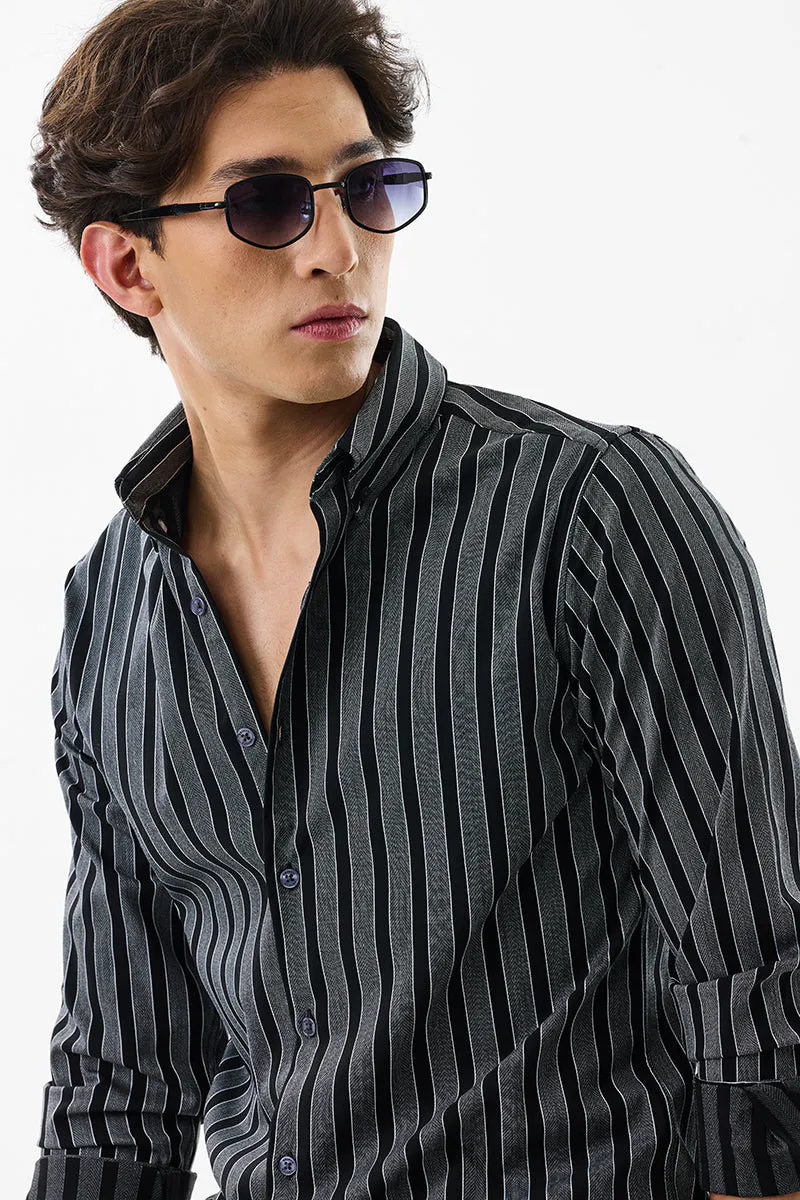 Slim Fit Stripes Black Luxe Shirt - Image 2